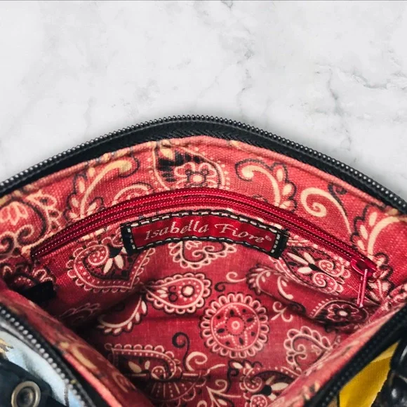 Isabella Fiore Vintage Texas Longhorn Embroidered Embellished Designer Purse Bag - Picture 7 of 9